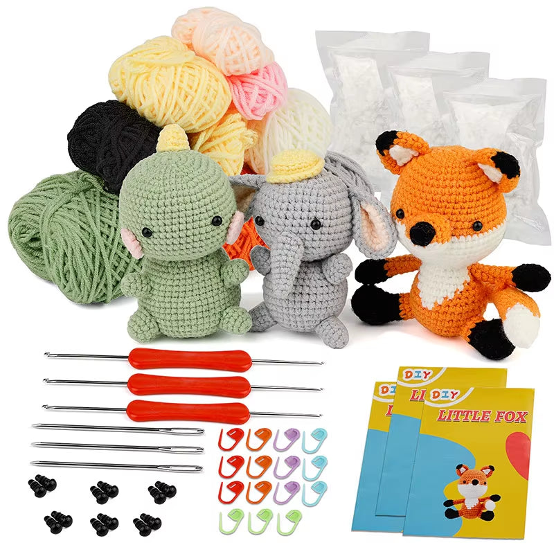 Crochet Animal DIY Kit for Beginners: Complete with Yarn, Needles, and Accessories