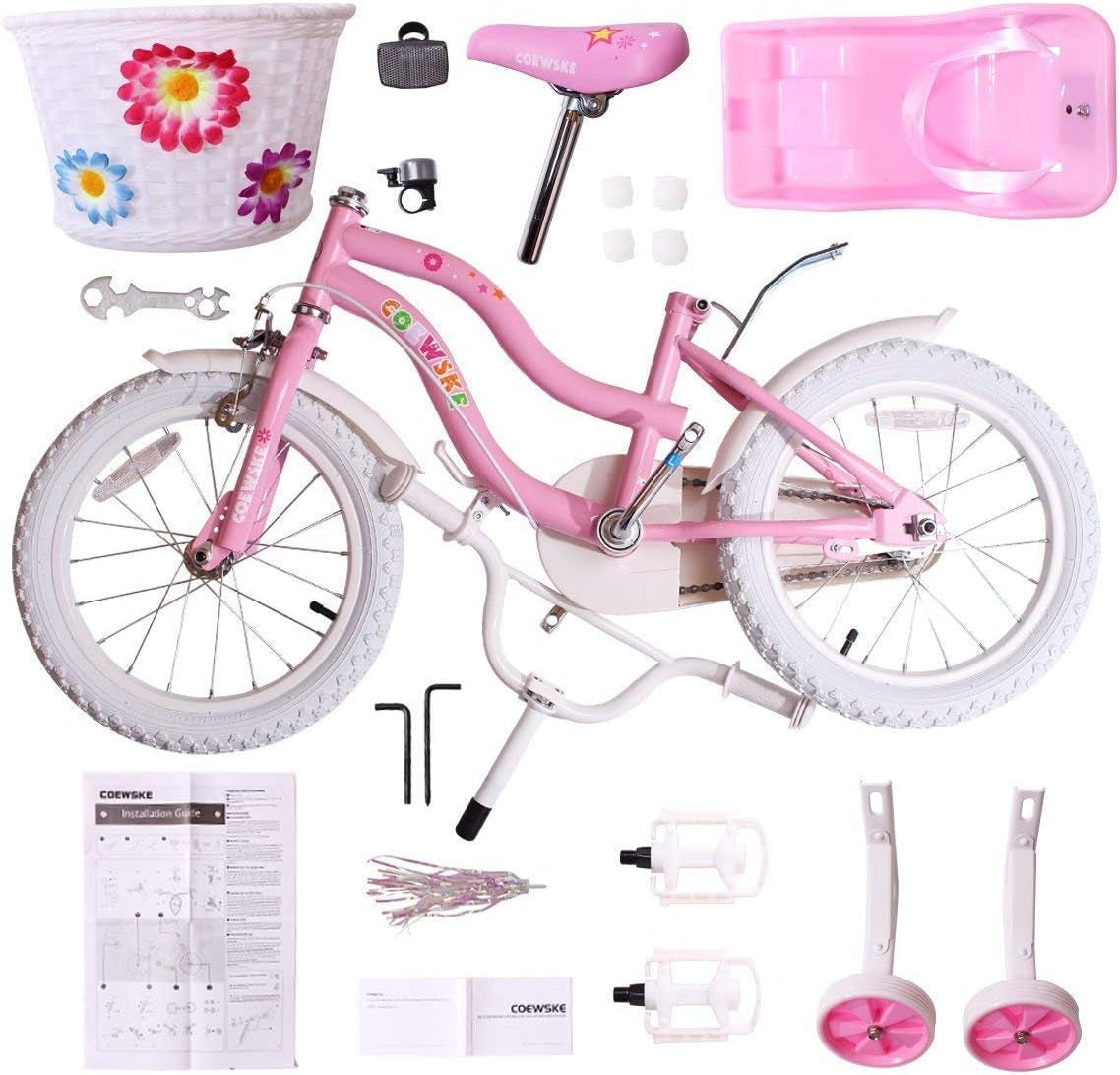 Children's Bicycle with Steel Frame in Little Princess Style - Available in 12, 14, 16, 18, and 20 Inches with Training Wheels