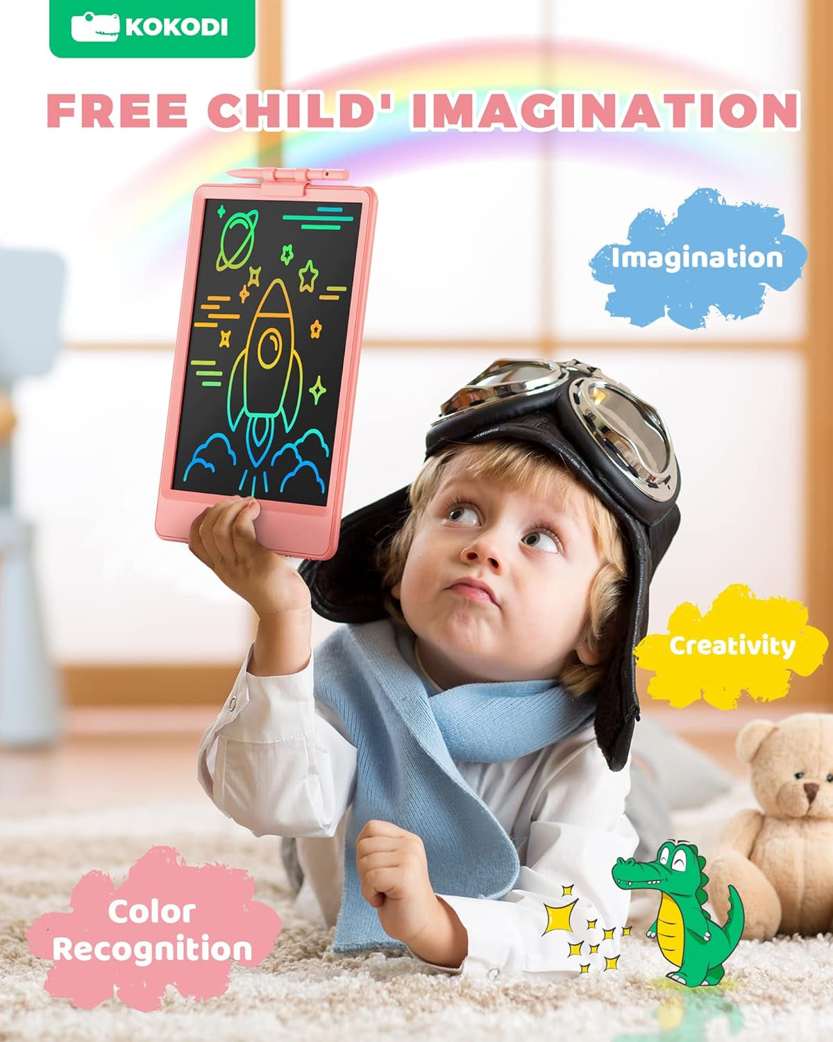 LCD Writing Tablet - 8.5 Inch Reusable Doodle Board for Children Aged 3-8, Educational Electronic Drawing Pad (Pink)