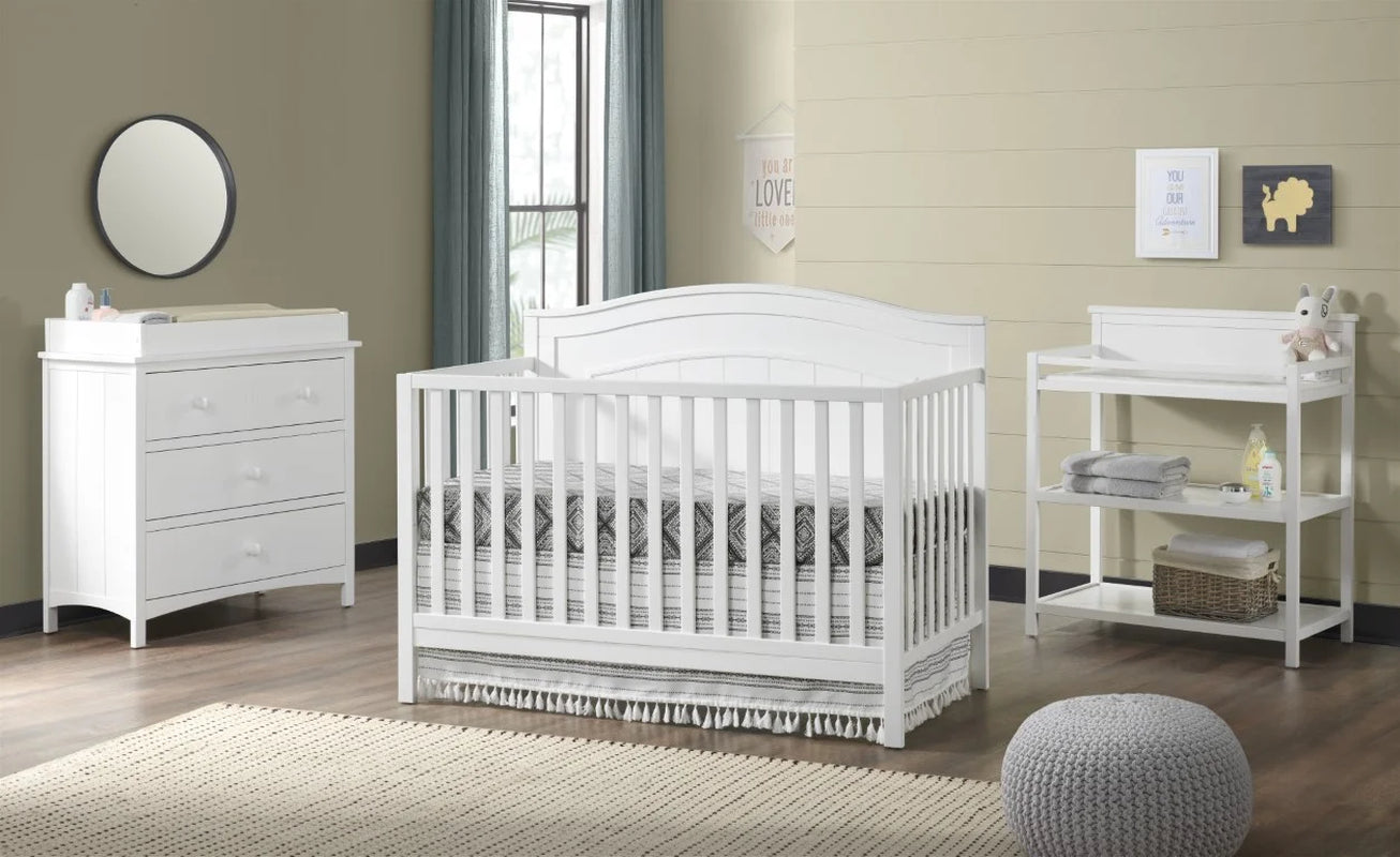 North Bay 4-in-1 Convertible Crib in Snow White - GREENGUARD Gold Certified Wood Construction