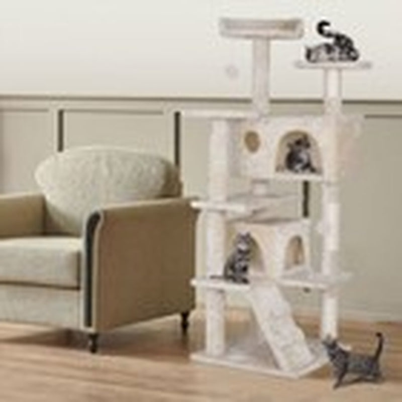 55-Inch Multi-Level Cat Tree Tower Activity Center with Condo - Available in 6 Colors