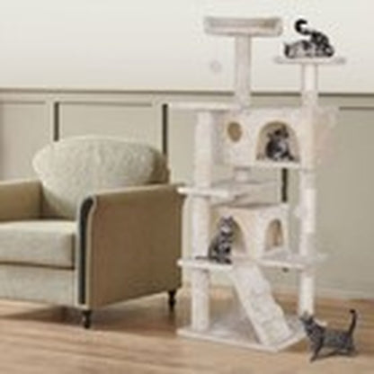 55-Inch Multi-Level Cat Tree Tower Activity Center with Condo - Available in 6 Colors