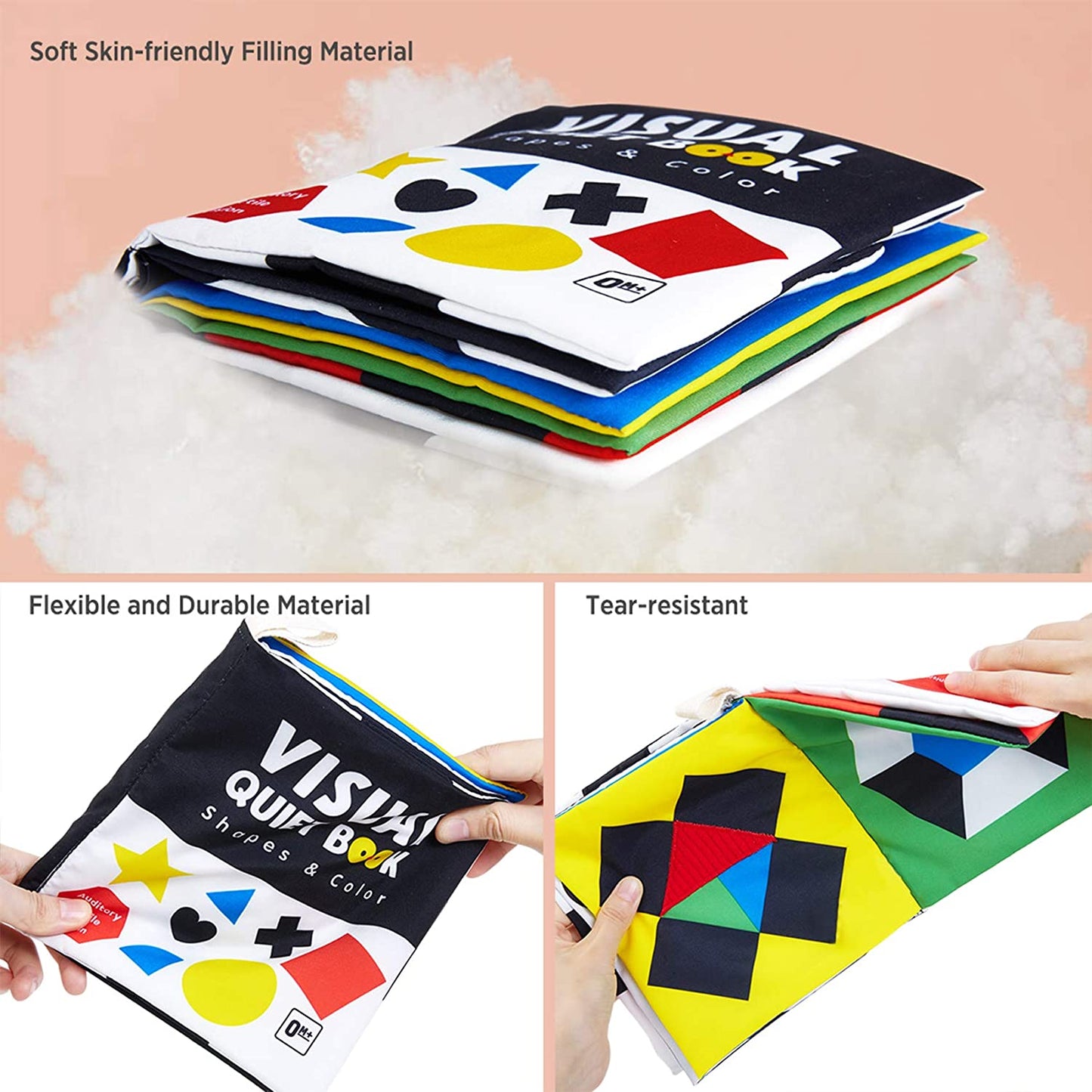 High Contrast Black and White Sensory Baby Book - Interactive Touch and Feel Crinkle Toy for Infants 0-12 Months - Ideal Gift for Newborn Boys and Girls