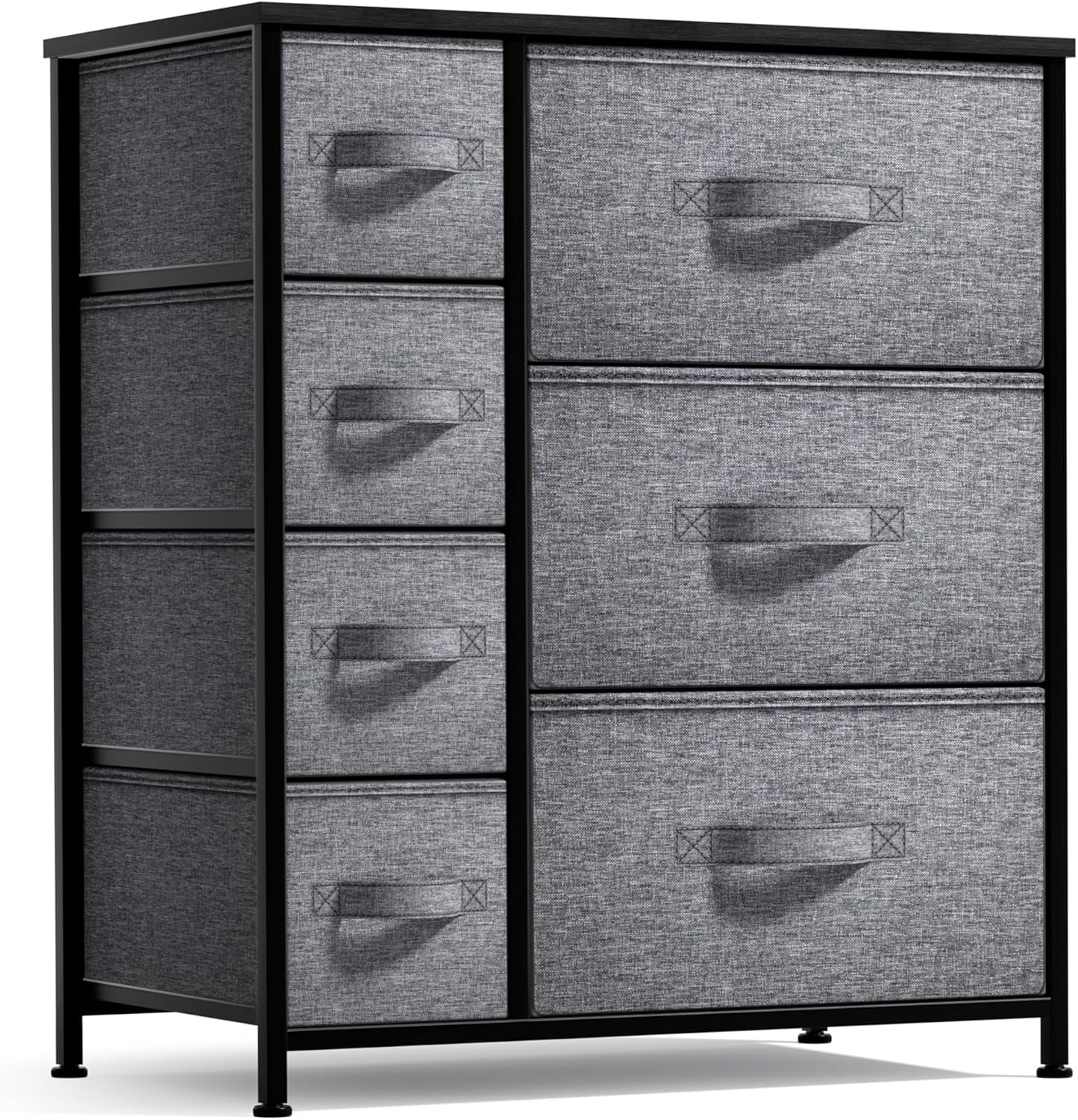 7-Drawer Dresser - Multi-Functional Chest Organizer with Steel Frame, Wooden Top, and Fabric Bins for Bedroom, Hallway, Closet, and Office Storage Solutions