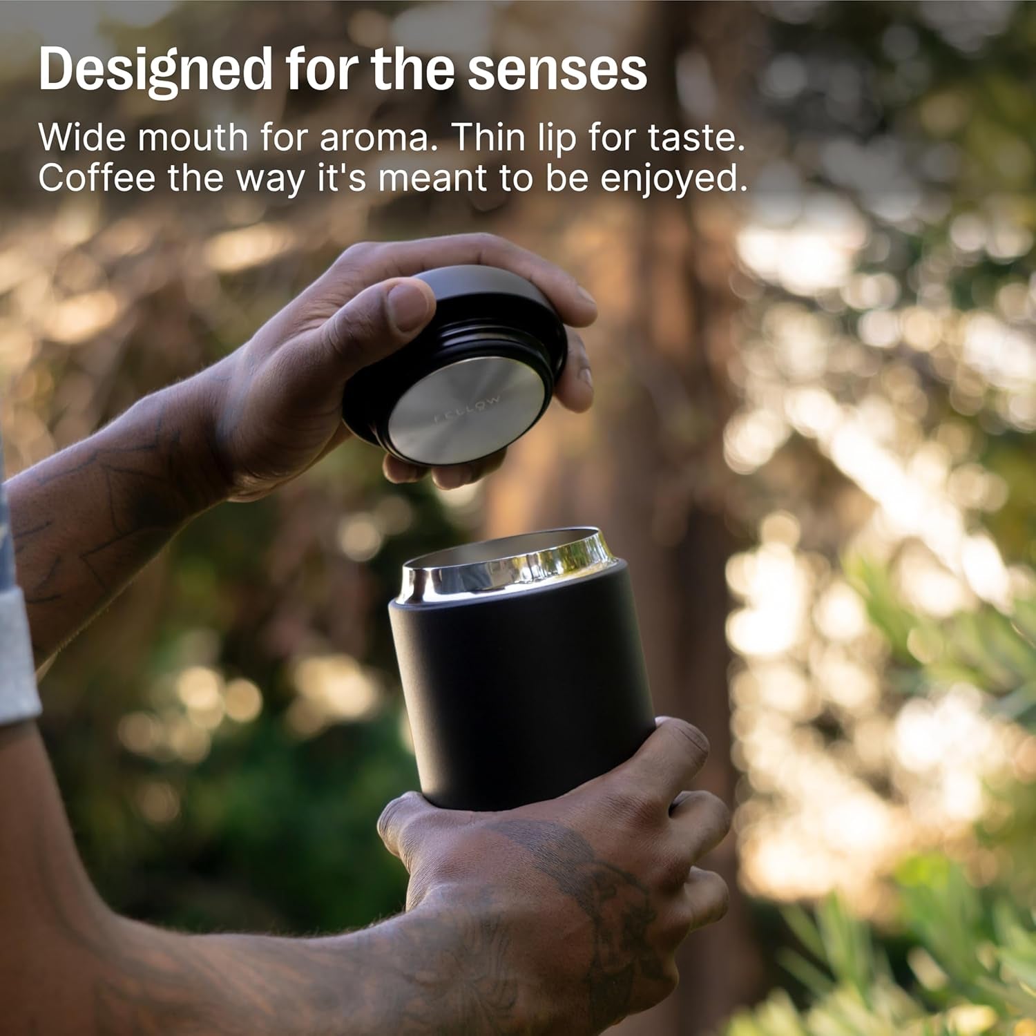 Carter Coffee Mug 16 Oz for Travel - Wide Mouth Vacuum-Insulated Stainless Steel Tea and Coffee Tumbler with Ceramic Interior - Matte Black