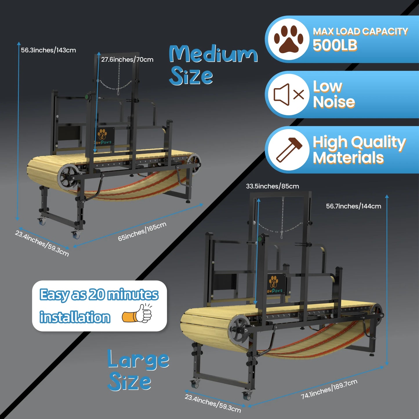 Professional Dog Treadmill for Large and Medium Breeds, Ideal for Indoor and Outdoor Use, Supports Dogs Up to 220 lbs for a Healthy and Active Lifestyle