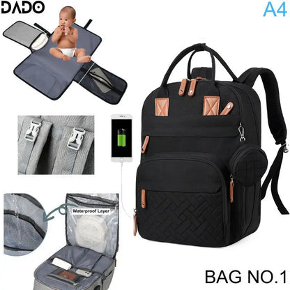 Premium Waterproof Diaper Backpack with Integrated Changing Station and Stroller Straps for Parents