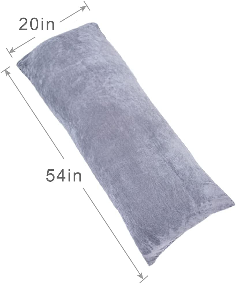 Full Body Pillow for Adults, Long Sleeping, Big Pillows Bed, Firm Large with Velvet Cover, 20X54 Inches (Dark Grey)