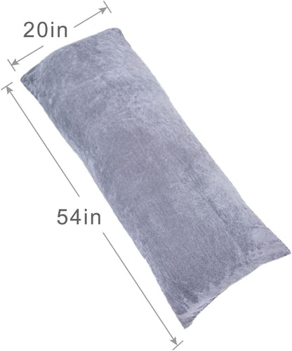 Full Body Pillow for Adults, Long Sleeping, Big Pillows Bed, Firm Large with Velvet Cover, 20X54 Inches (Dark Grey)
