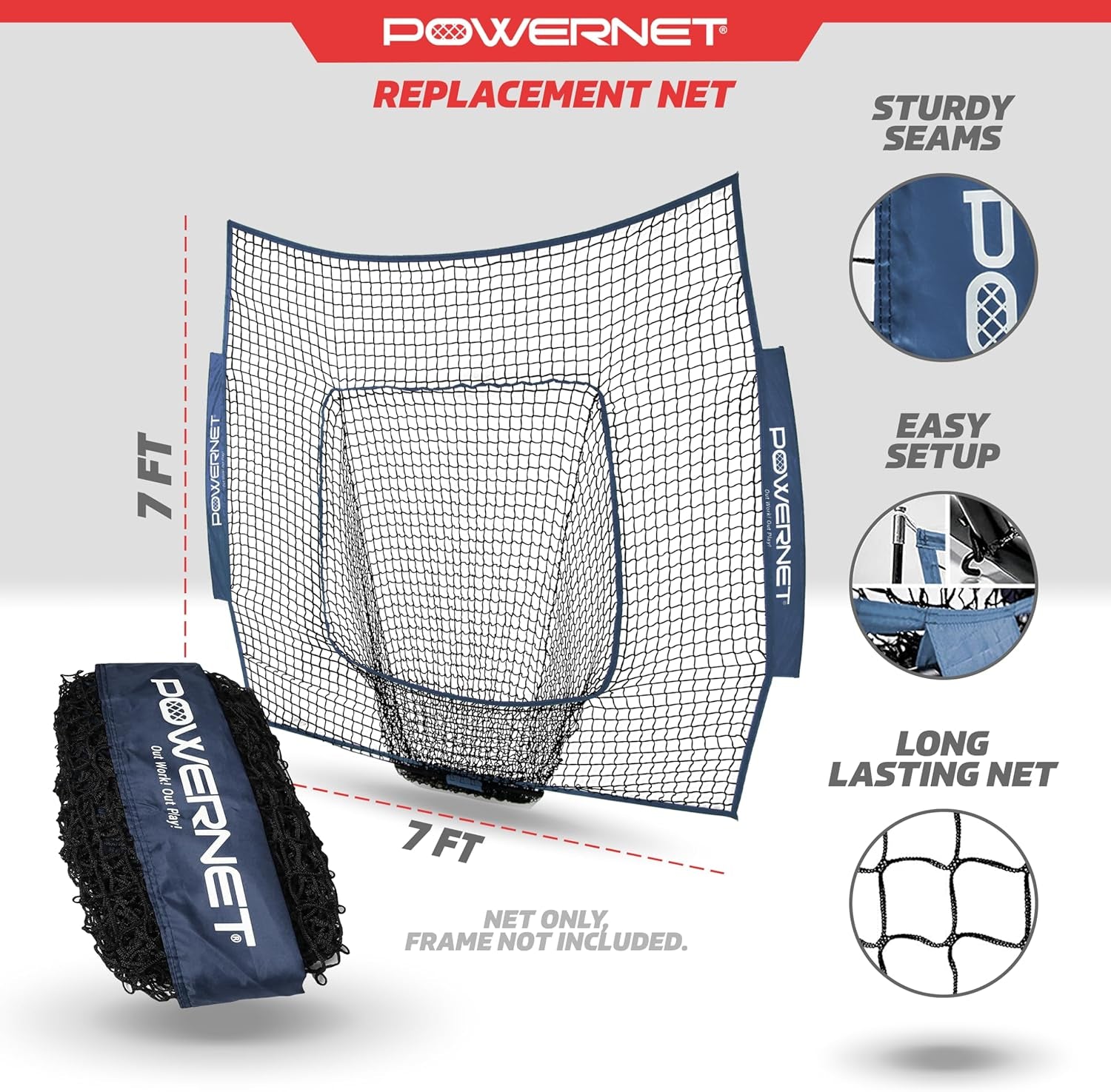 7X7 Baseball and Softball Practice Net with Accessories for Pitching, Batting, and Fielding – Includes Ball Caddy, Weighted Baseballs, and Tee