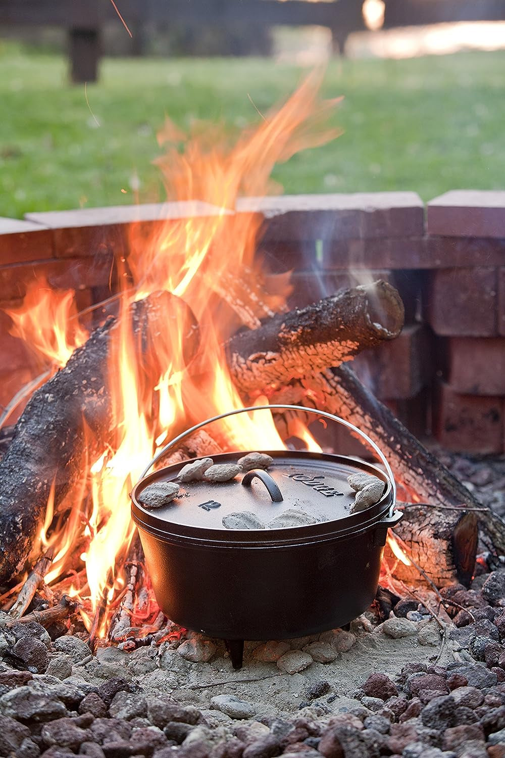 8 Quart Pre-Seasoned Cast Iron Camp Dutch Oven with Lid - Dual Handles - Use in the Oven, on the Stove, on the Grill or over the Campfire - Black