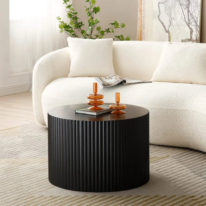 Nesting Coffee Table Set of 2,Modern round End Table for Living Room, Apartment,Black