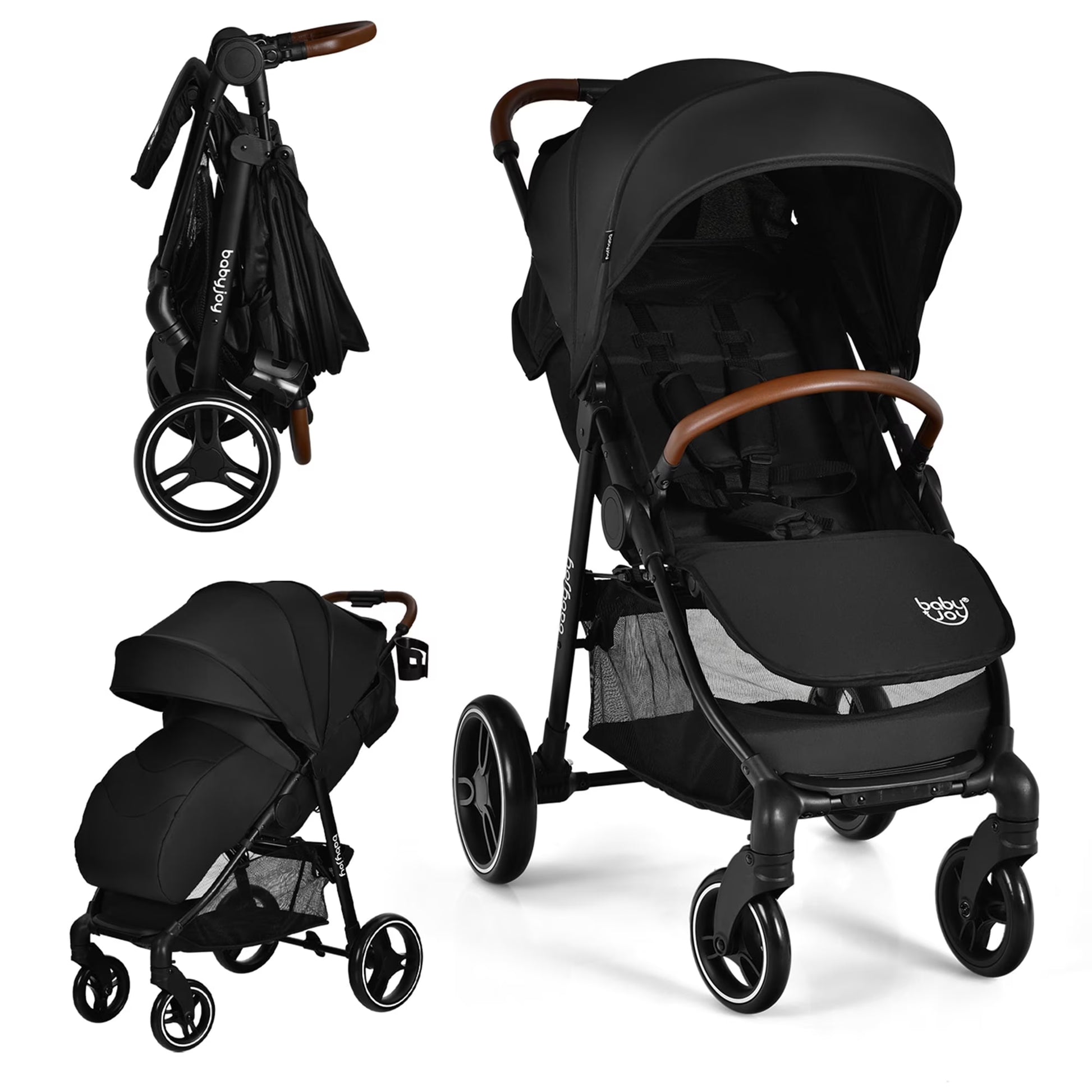 Premium High Landscape Baby Stroller with Expandable Canopy and Footmuff for Infants and Toddlers (0-3 Years), Lightweight Design, Black