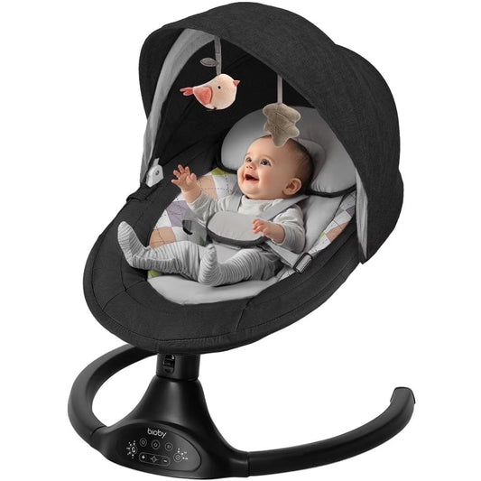Electric Baby Swing and Rocker with Remote Control, Five Adjustable Sway Speeds, Bluetooth Music Connectivity - Black