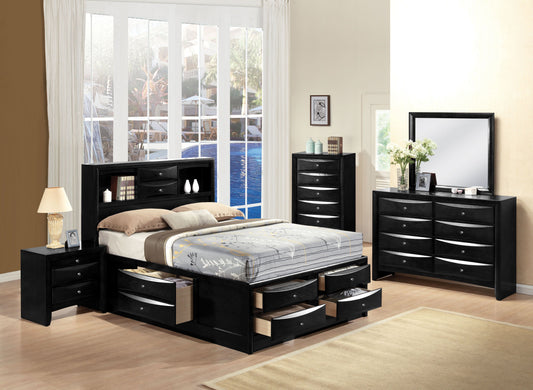 5-Piece Contemporary Black Wooden King Bedroom Suite