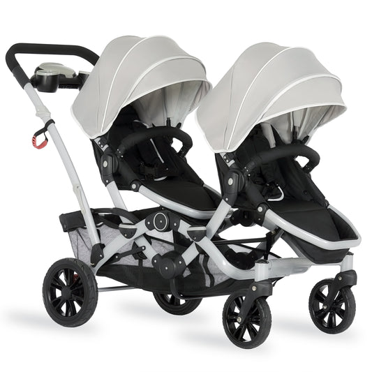 Track Tandem Stroller - Face-to-Face Design in Light Grey