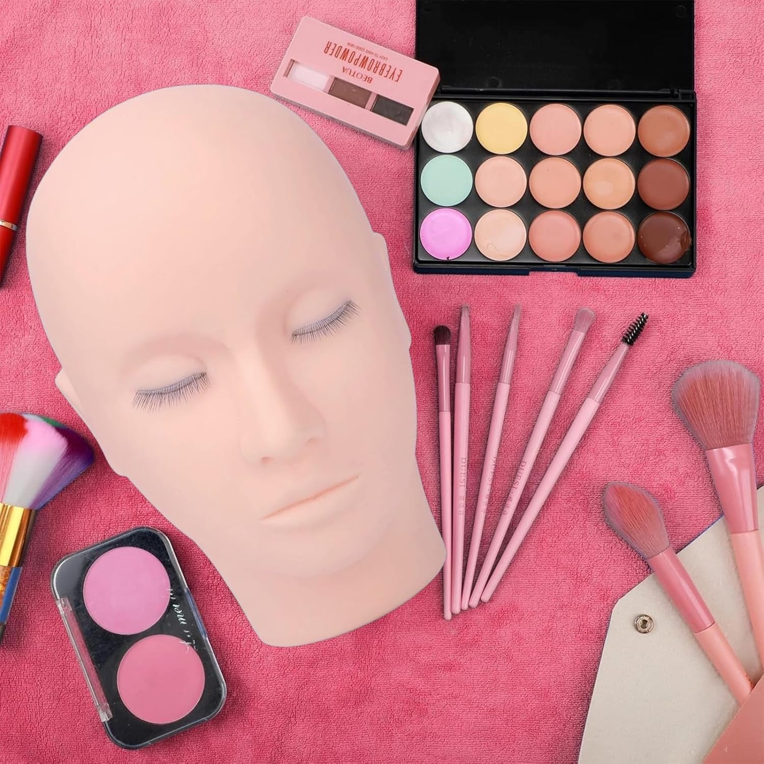 High Simulation Soft Silicone Lash Mannequin Head for Makeup Practice, Eye Shadow, , Eyelash Extension Training, Face Painting, and Massage
