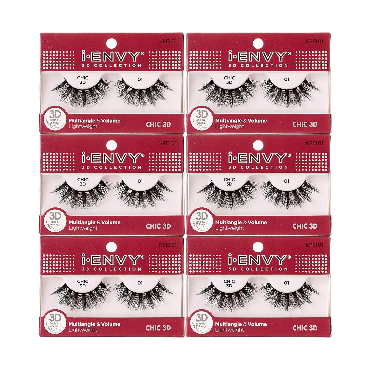 I-Envy 6 Pairs False Eyelashes 3D Glam Collection Multi-Angle & Volume Lashes