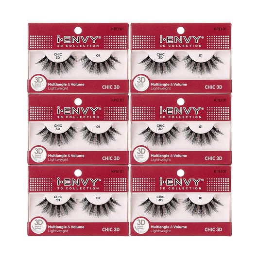 I-Envy 6 Pairs False Eyelashes 3D Glam Collection Multi-Angle & Volume Lashes