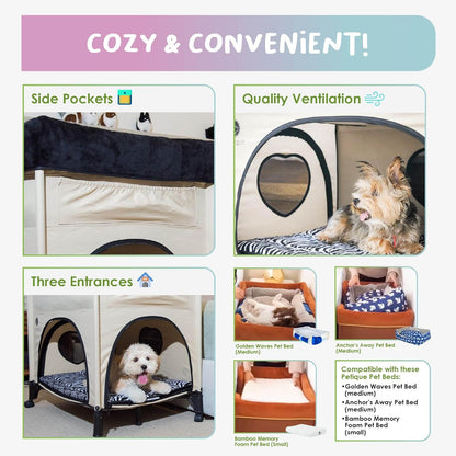 Bedside Lounge Pet Bed, Raised Bunk Bed for Medium Size Pets for Cats & Dogs, Zebra Vibes Design