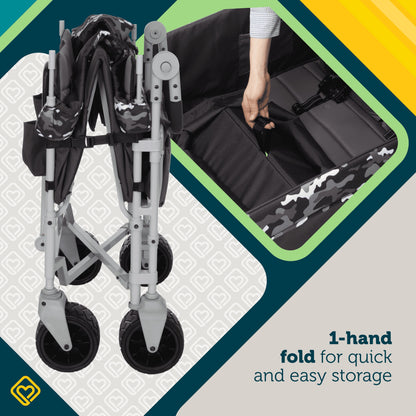 Summit Sprint Quad Wagon Stroller for Four Passengers in Charcoal Camo - Unisex Design for Toddlers