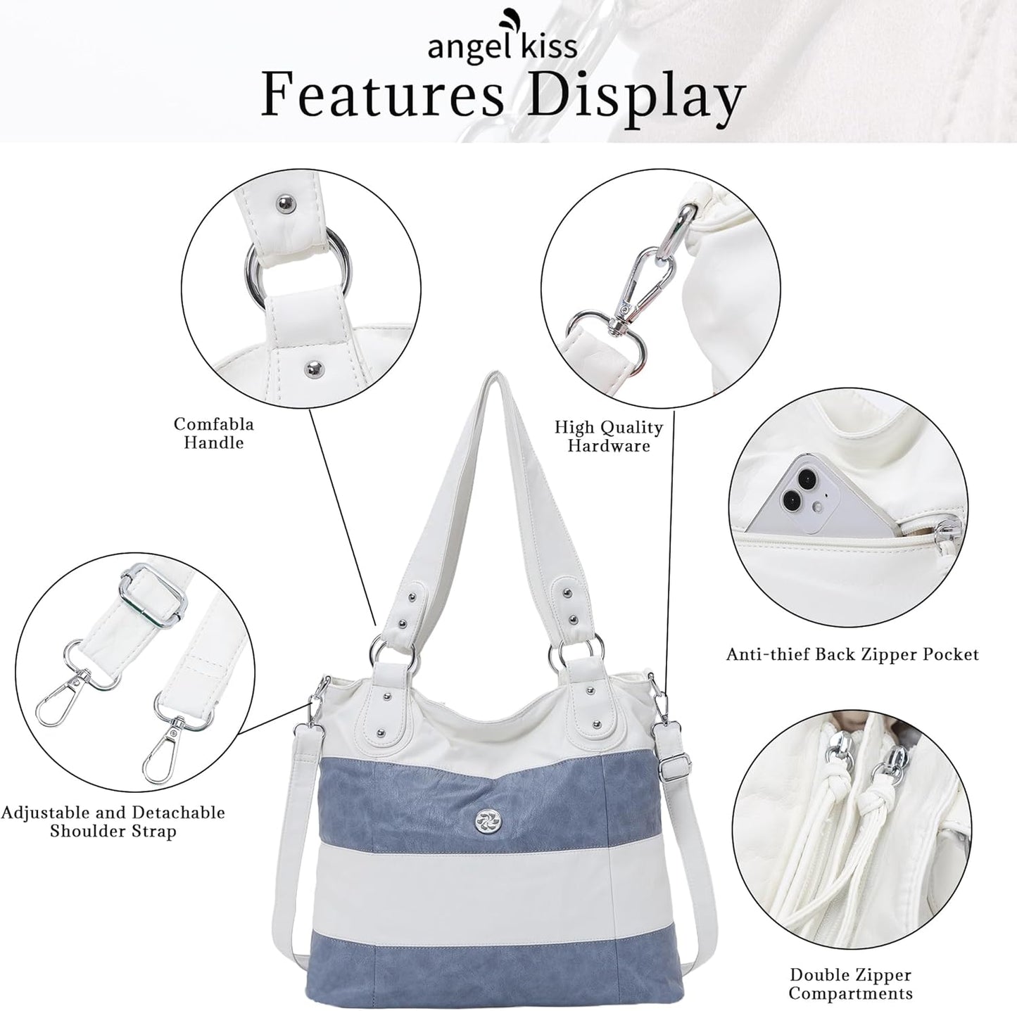 Multi-Color Striped Lattice Hobo Purse for Women - Crossbody Shoulder Tote Handbag