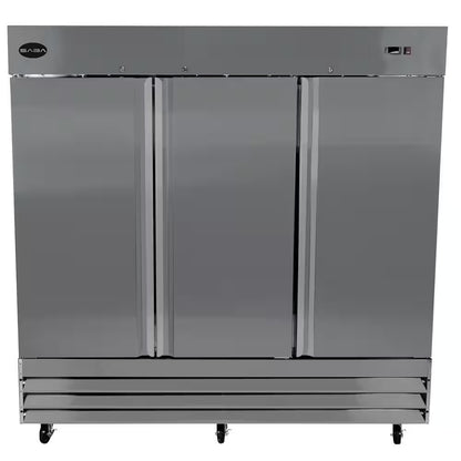 81-Inch Wide 72 Cubic Feet Three-Door Commercial Stainless Steel Reach-In Refrigerator