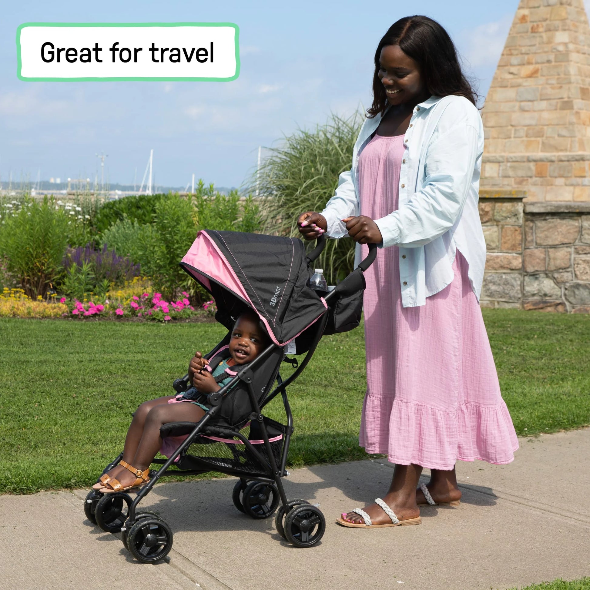 Summer 3D Mini Lightweight Umbrella Stroller - Compact Folding Design, Reclining Seat, Canopy, Supports Up to 45 Pounds, Ideal for Travel, Pink