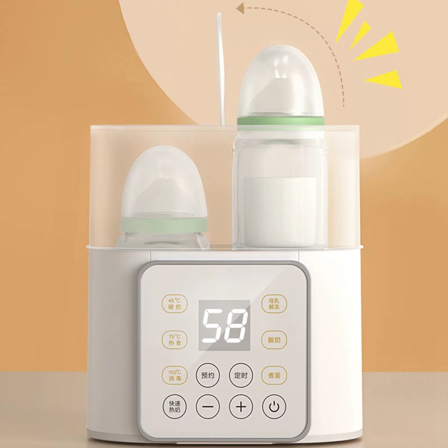 Portable Baby Bottle Warmer with 24-Hour Temperature Regulation for Heating Formula and Breast Milk