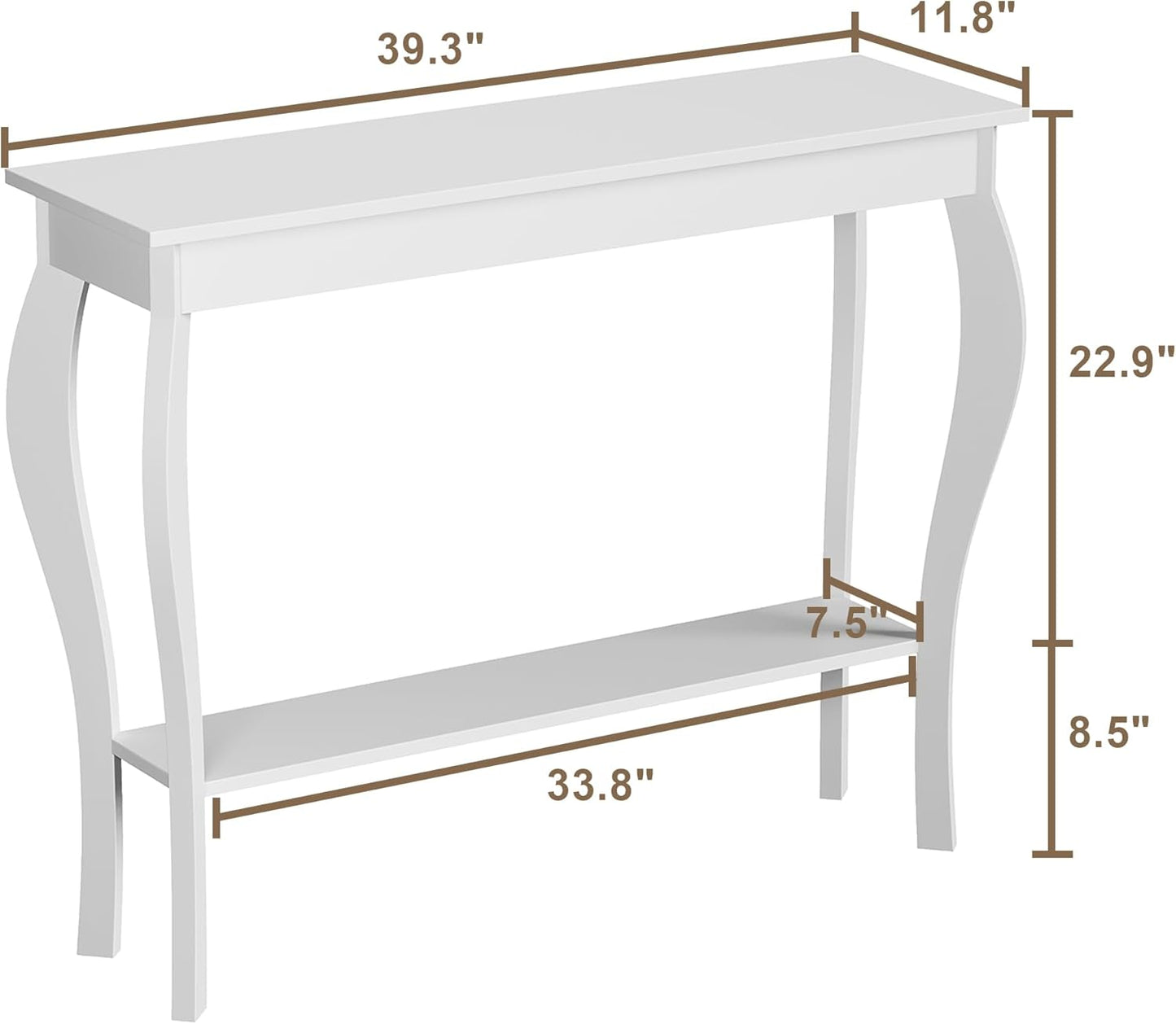 Narrow White Console Table - Elegant Accent Sofa Table for Entryway