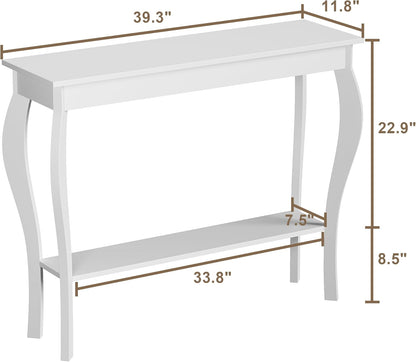Narrow White Console Table - Elegant Accent Sofa Table for Entryway