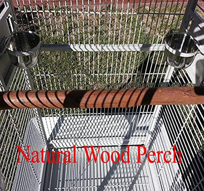New Large Wrought Iron Open/Close Dome Play Top Bird Parrot Cage, Include Metal Seed Guard (28" W X22 D X 62" H White Vein)