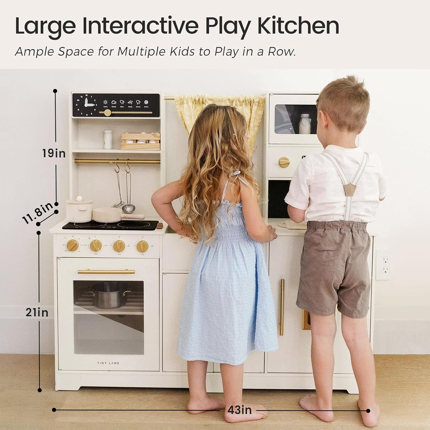 Contemporary Wooden Play Kitchen Set for Children with Enhanced Features and Elegant Design, Ideal Gift for Ages 3 and Up