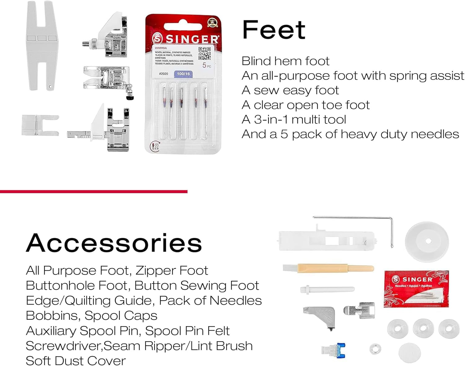 Heavy Duty 4423 High-Speed Sewing Machine with Accessory Kit | Powerful Motor with Enhanced Piercing Capability, 97 Stitch Options, Full Metal Frame, One-Step Buttonhole, and LED Lighting