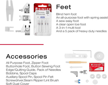 Heavy Duty 4423 High-Speed Sewing Machine with Accessory Kit | Powerful Motor with Enhanced Piercing Capability, 97 Stitch Options, Full Metal Frame, One-Step Buttonhole, and LED Lighting