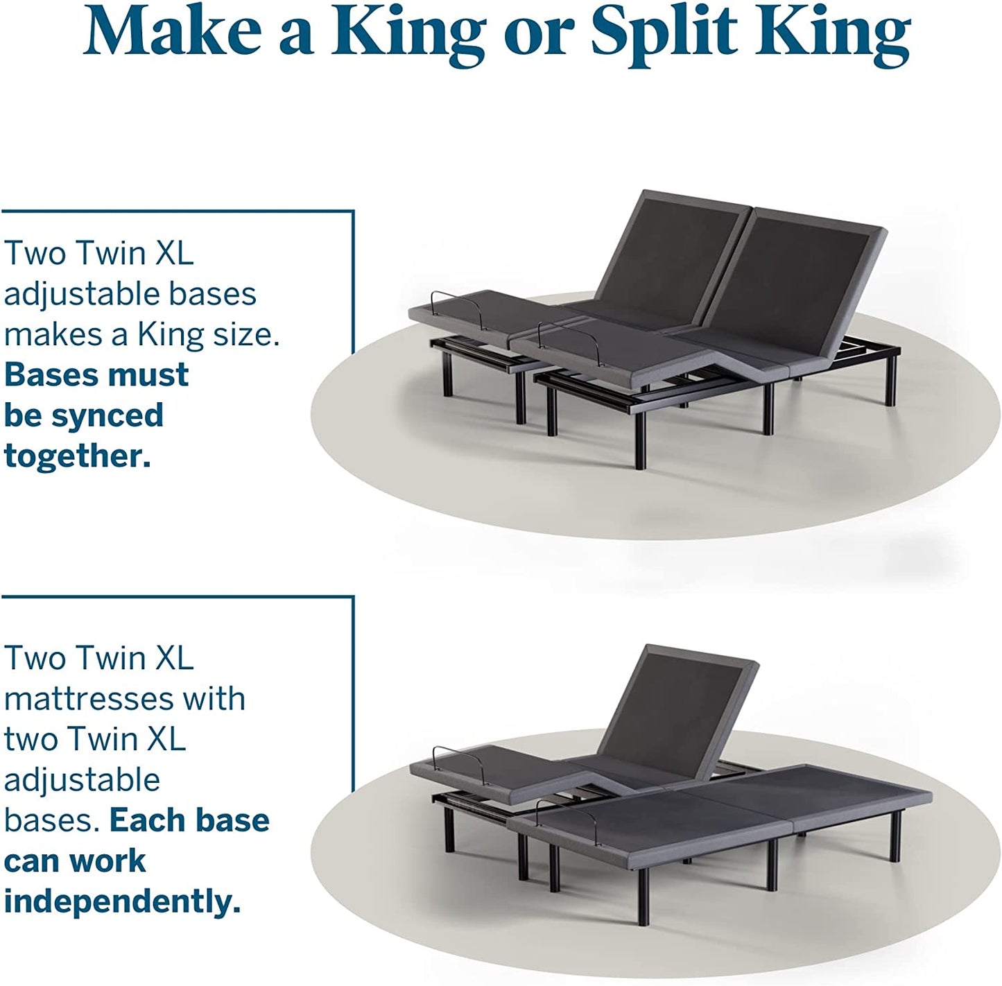 L600 Twin XL Adjustable Bed Base with Zero Gravity Feature, Bluetooth Connectivity, Companion App, Head and Foot Incline, Dual Massage Functionality, Under-Bed Lighting, Wireless Remote Control, and Dual USB Charging Ports