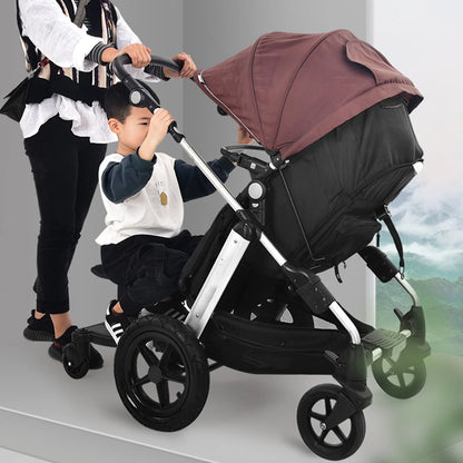 Universal Stroller Board 2-in-1 Ride Board with Seat and Auxiliary Pedal Adapter for Pushchairs - Anti-Slip Design and 55 lbs Load Capacity