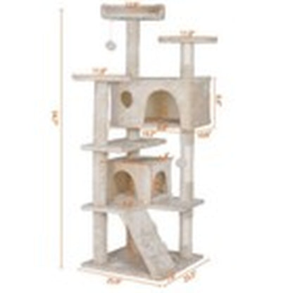 55-Inch Multi-Level Cat Tree Tower Activity Center with Condo - Available in 6 Colors