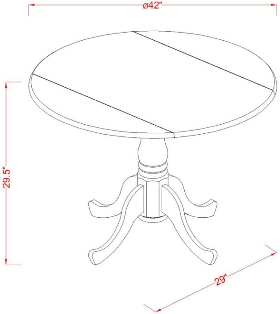 3-Piece Round Dining Table Set for Small Spaces, Featuring Dropleaf Table and 2 Wooden Chairs, 42x42 Inches, Linen White Finish