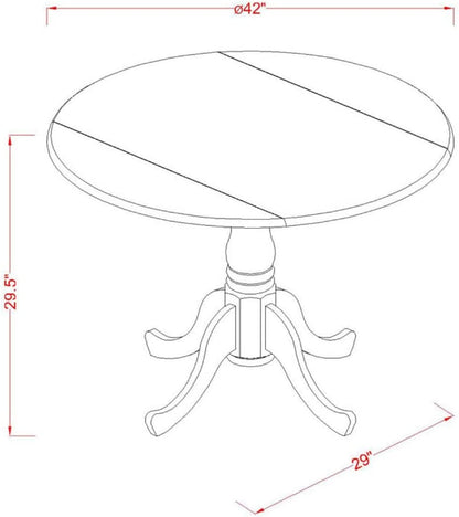 3-Piece Round Dining Table Set for Small Spaces, Featuring Dropleaf Table and 2 Wooden Chairs, 42x42 Inches, Linen White Finish