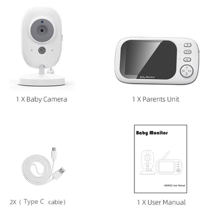 3.5-Inch Video Baby Monitor with Night Vision, Two-Way Audio, Video Surveillance, and Temperature Monitoring