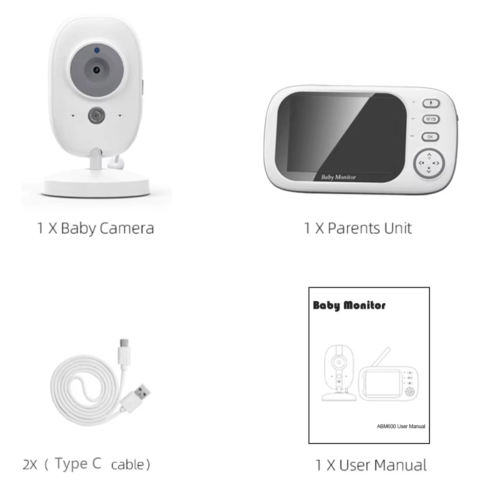 3.5-Inch Video Baby Monitor Featuring Night Vision, Two-Way Audio, Video Surveillance, and Temperature Monitoring