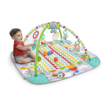 5-in-1 Convertible Jumbo Play Mat and Ball Pit Baby Gym for Newborns to Toddlers - Tropical Green Design