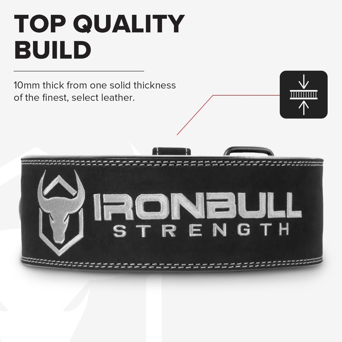 IPF Approved 10mm Leather Powerlifting Belt - Prong Weightlifting Belt for Squats, Deadlifts, and Bench Press - 4-Inch Back Support for Men and Women - Ideal for Gym, Strength Training, and Powerlifting