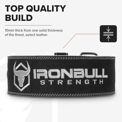 IPF Approved 10mm Leather Powerlifting Belt - Prong Weightlifting Belt for Squats, Deadlifts, and Bench Press - 4-Inch Back Support for Men and Women - Ideal for Gym, Strength Training, and Powerlifting