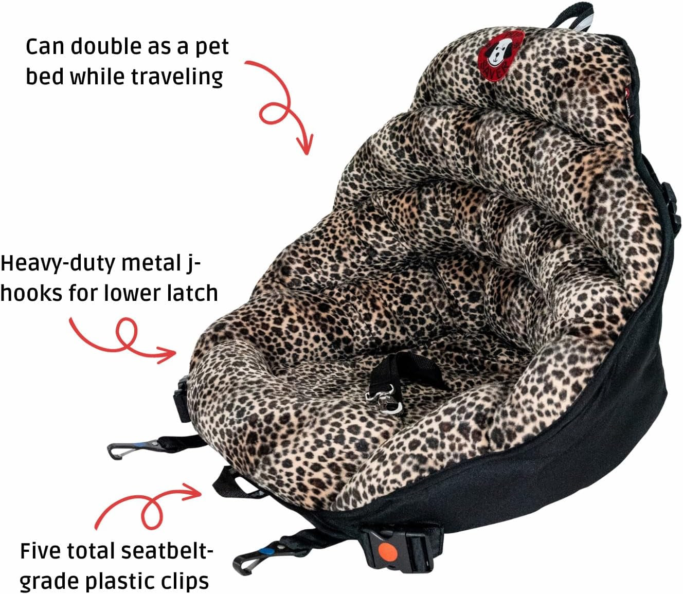 Dog Car Seats for Small and Medium Dogs | Travel Booster Pet Seat | Crash-Tested Dog Bed for Cars | Compatible with Seat Belt Harness | Ideal for Dogs up to 30Lbs (Leopard with Black Trim)