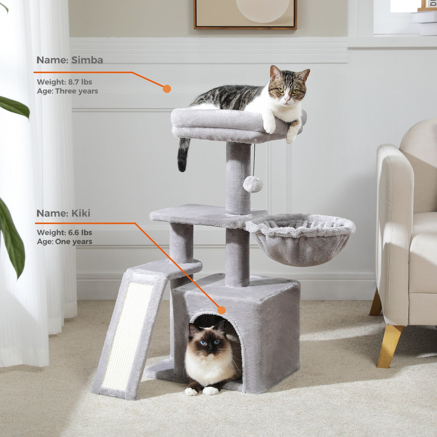 PAWZ Road Compact Cat Tree Tower with Scratching Post and Board for Kittens
