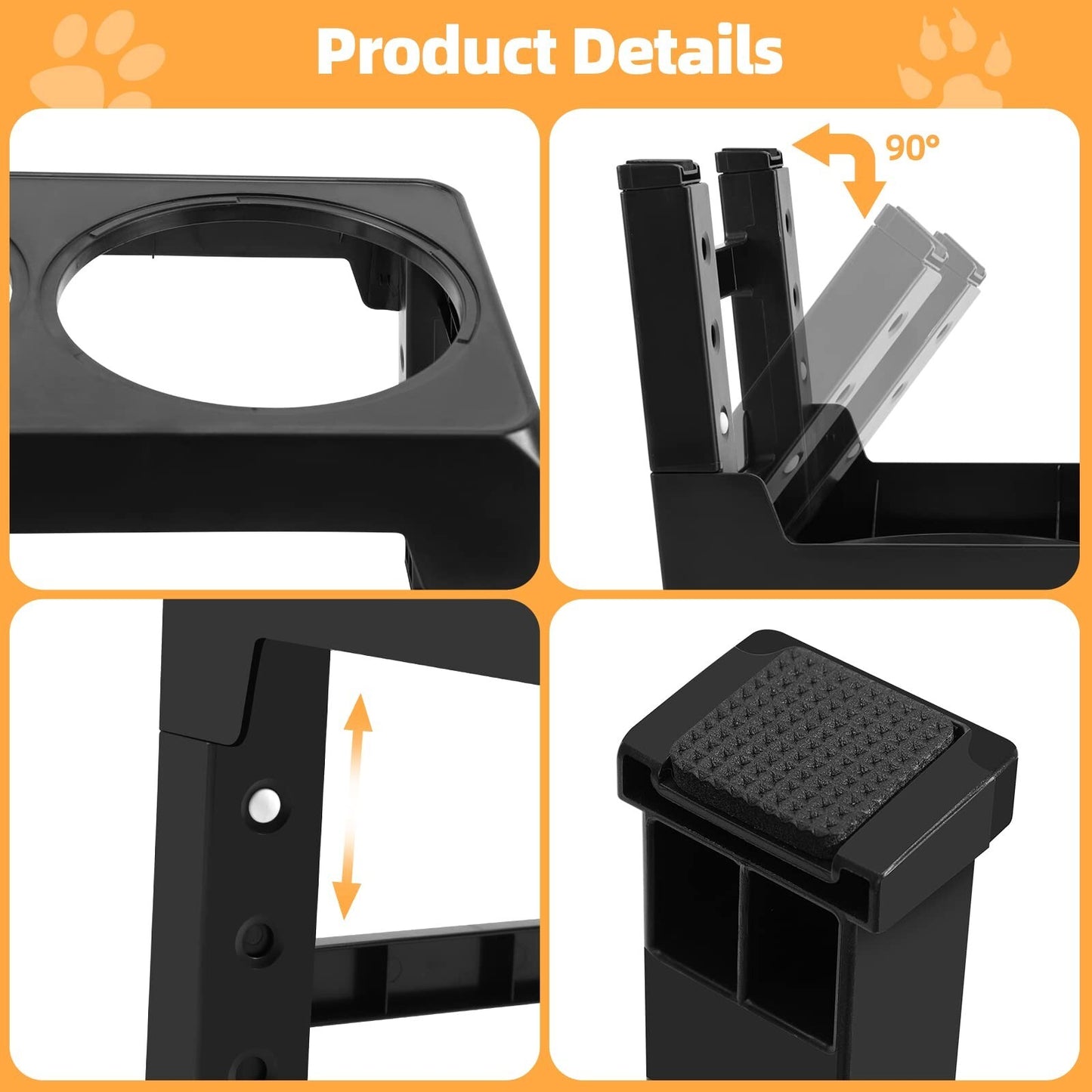 Elevated Adjustable Stainless Steel Dog Feeder with Food and Water Bowls