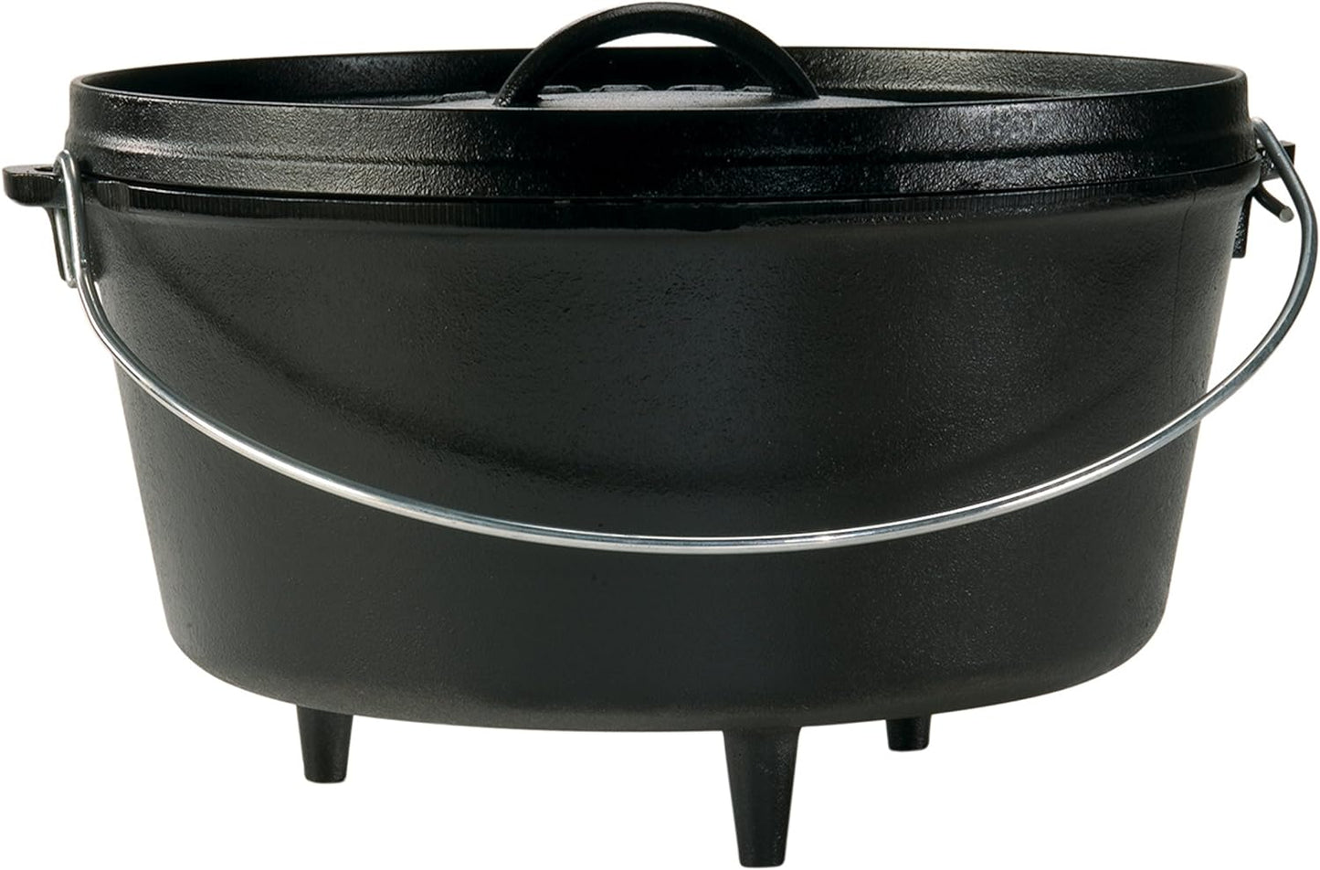 8 Quart Pre-Seasoned Cast Iron Camp Dutch Oven with Lid - Dual Handles - Use in the Oven, on the Stove, on the Grill or over the Campfire - Black