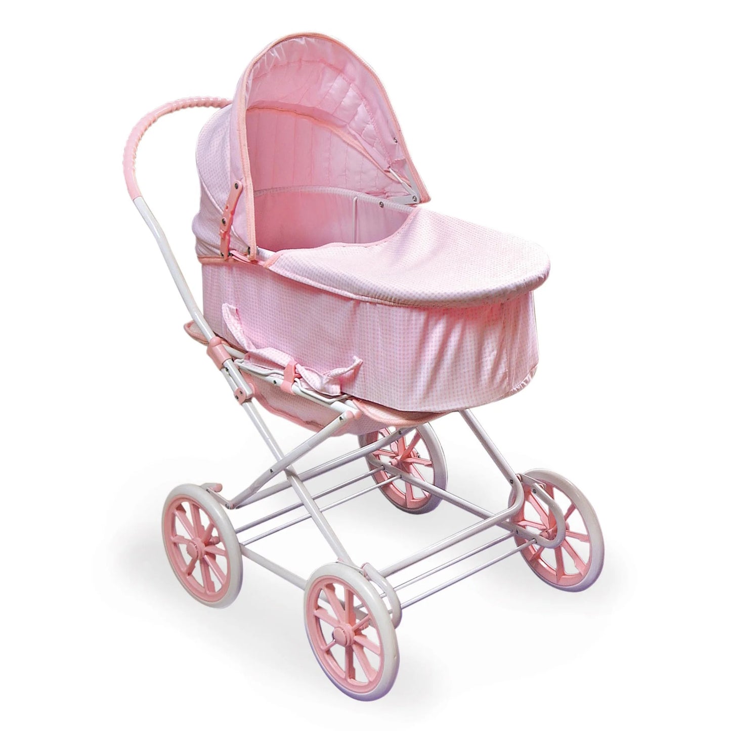 3-in-1 Pink Gingham Doll Pram, Carrier, and Stroller Set